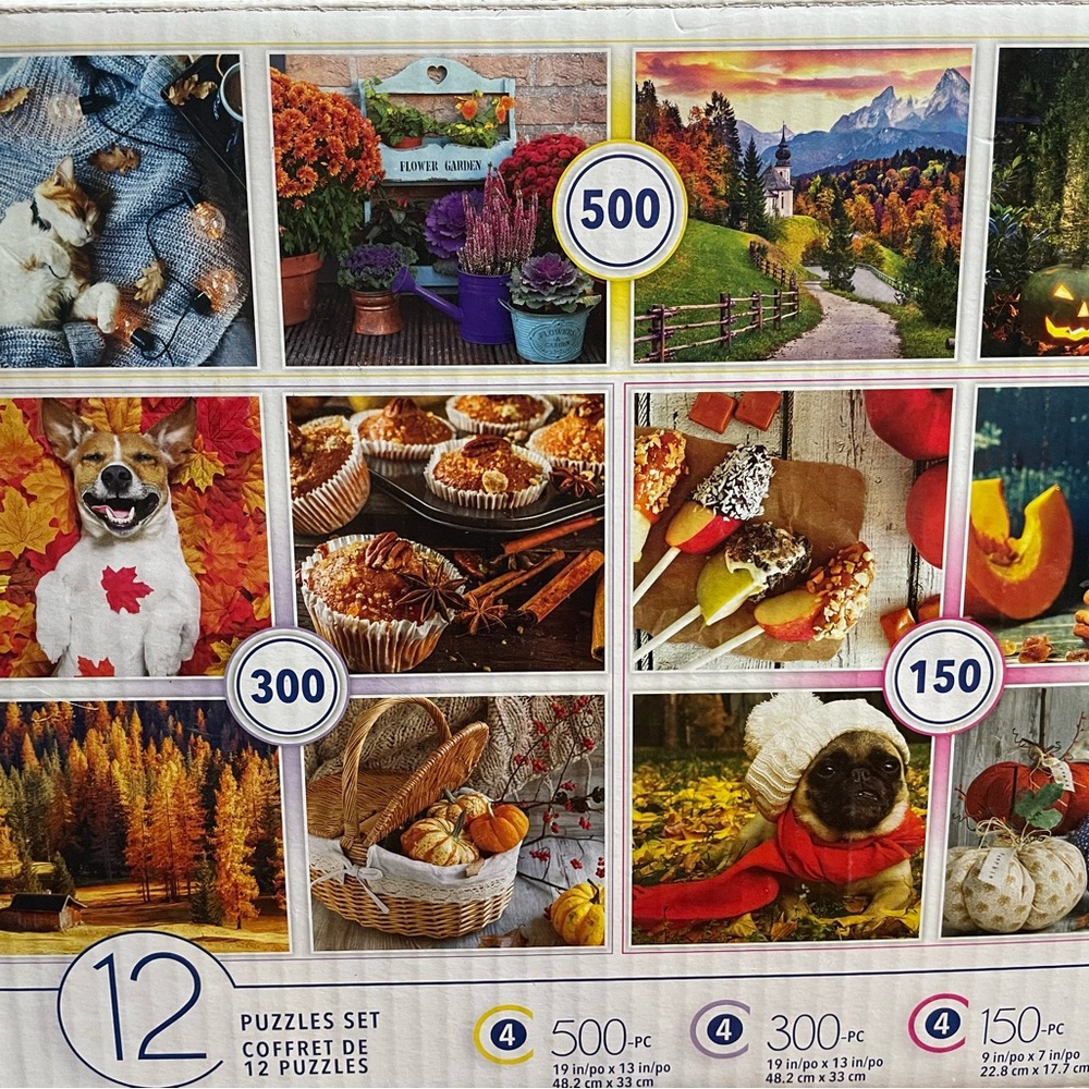 12 Puzzle Set with Scenic and Animal Themes